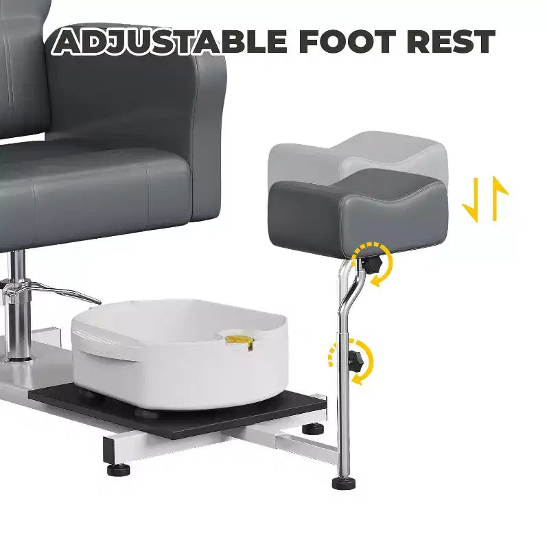 Fauteuil de pédicure inclinable avec tabouret, repose-pieds et bassin de massage des pieds, pour fauteuils de pédicure, salon de beauté et spa