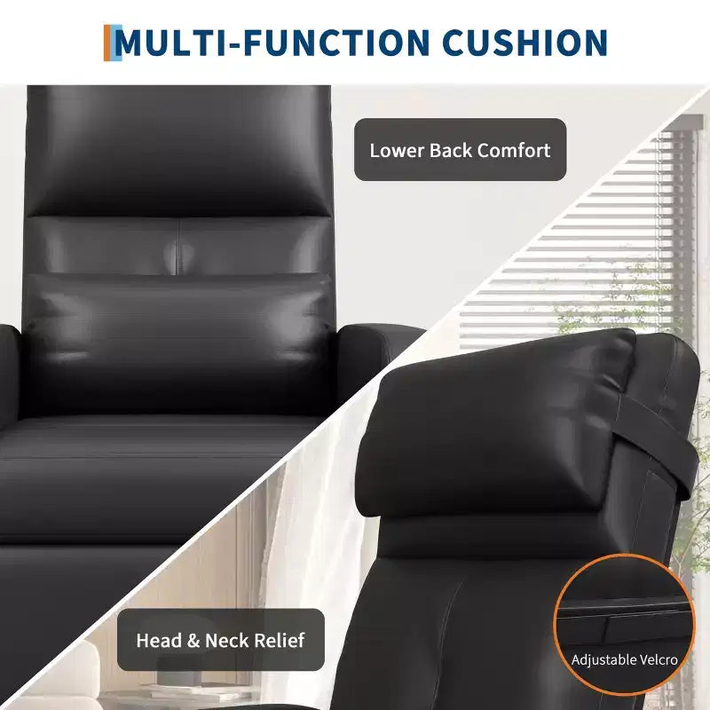 Fauteuil inclinable releveur électrique, Canapé individuel en cuir PU surdimensionné avec haut dossier et 2 poches latérales, Siège de cinéma maison réglable pour salon