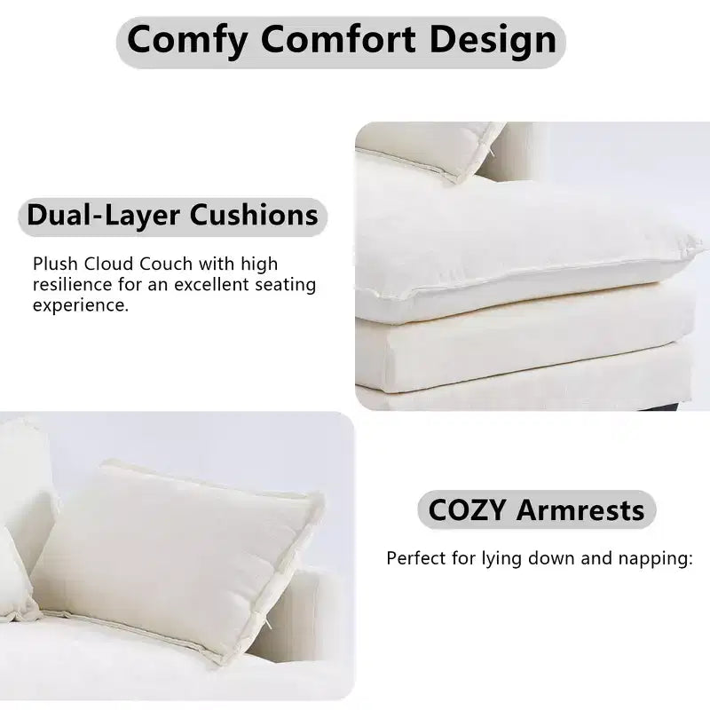 Canapé modulaire moderne en forme de U à 3 places EHMKNP - En chenille avec assise profonde, 2 poufs et 4 oreillers pour la maison/les appartements