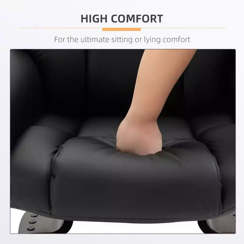 Fauteuil inclinable de massage avec repose-pieds ottoman, vibration 10 points et pivotement à 360°, fauteuil inclinable en similicuir pour salon avec télécommande
