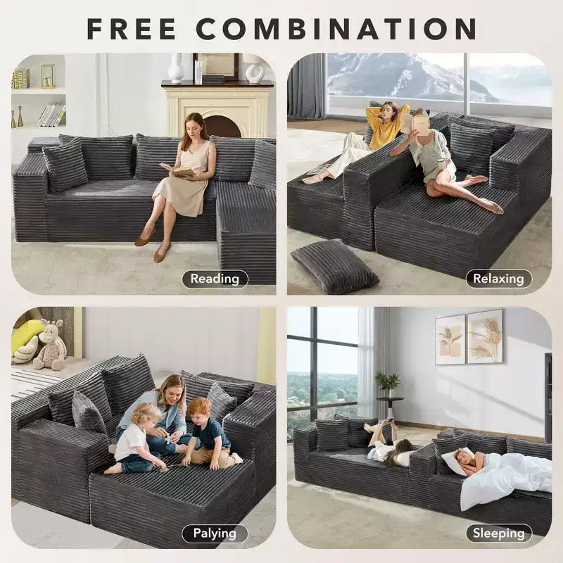 GustoWave Canapé d'angle réversible 270 cm, en forme de L avec très grande méridienne, canapé 3 places contemporain en mousse à mémoire de forme