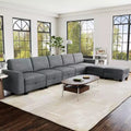 140 Large U Shaped Sectional Couch with Ottoman Chaise, Convertible Modular Sectional Sofa with Ottomans with 7 Seat for Living Room, Office - Gray