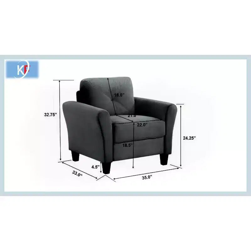 PexFix 35 L x 32.75 H Fauteuil simple rembourré en velours avec dossier capitonné, fauteuil moderne pour salon, chambre, bureau, noir