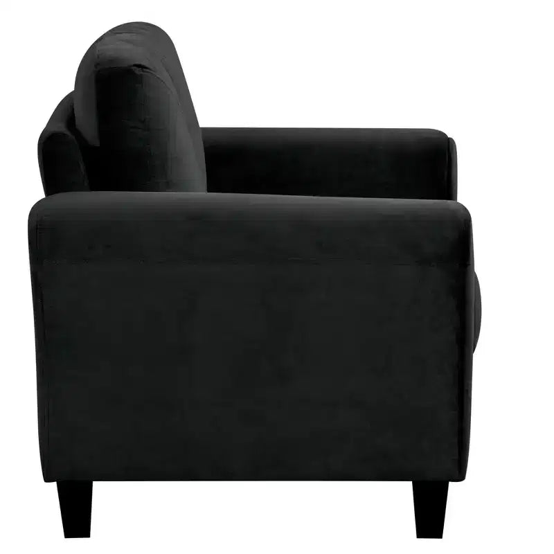 PexFix 35 L x 32.75 H Fauteuil simple rembourré en velours avec dossier capitonné, fauteuil moderne pour salon, chambre, bureau, noir