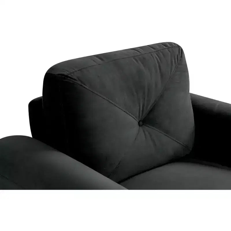 PexFix 35 L x 32.75 H Fauteuil simple rembourré en velours avec dossier capitonné, fauteuil moderne pour salon, chambre, bureau, noir