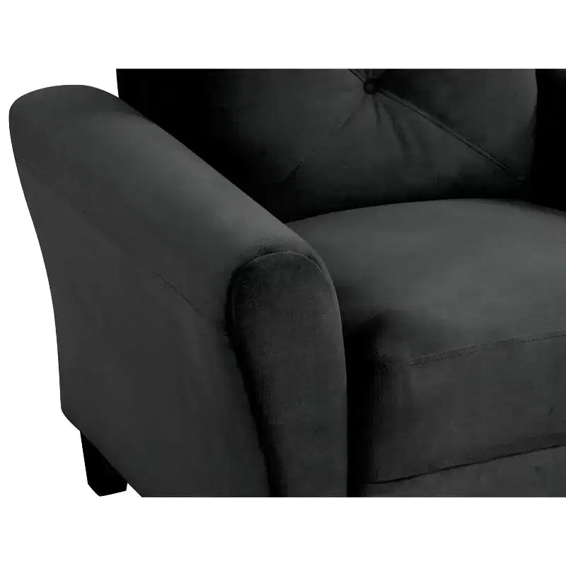 PexFix 35 L x 32.75 H Fauteuil simple rembourré en velours avec dossier capitonné, fauteuil moderne pour salon, chambre, bureau, noir
