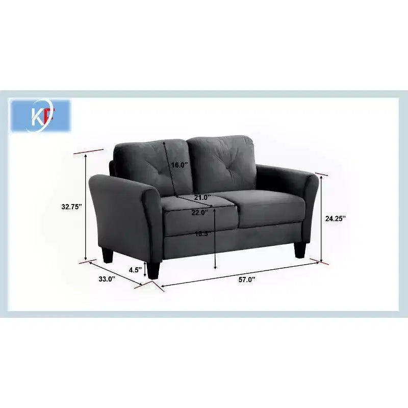 PexFix Canapé 2 places en velours avec dossier capitonné Boutons - Causeuse moderne et confortable pour salon, chambre à coucher, bureau (noir)