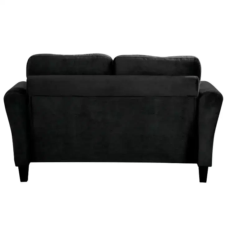 PexFix Canapé 2 places en velours avec dossier capitonné Boutons - Causeuse moderne et confortable pour salon, chambre à coucher, bureau (noir)