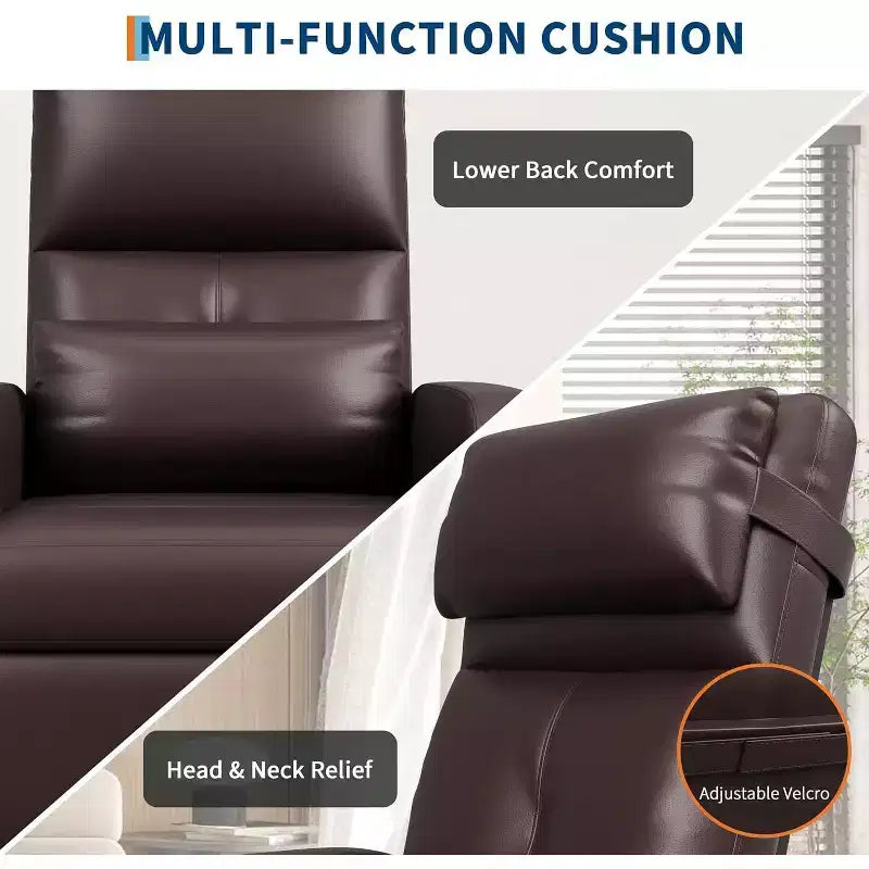 Fauteuil inclinable électrique ergonomique - Fonctions massage et chauffage, inclinable électrique réglable, canapé simple en cuir PU rembourré (Utilisation en salon)