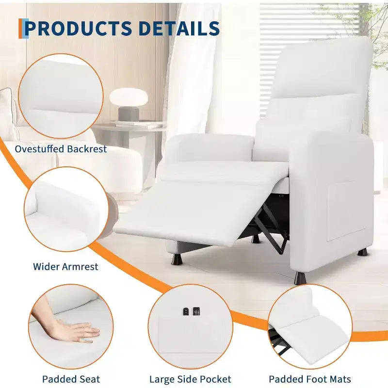 Fauteuil inclinable électrique ergonomique - Fonctions massage et chauffage, inclinable électrique réglable, canapé simple en cuir PU rembourré (Utilisation en salon)