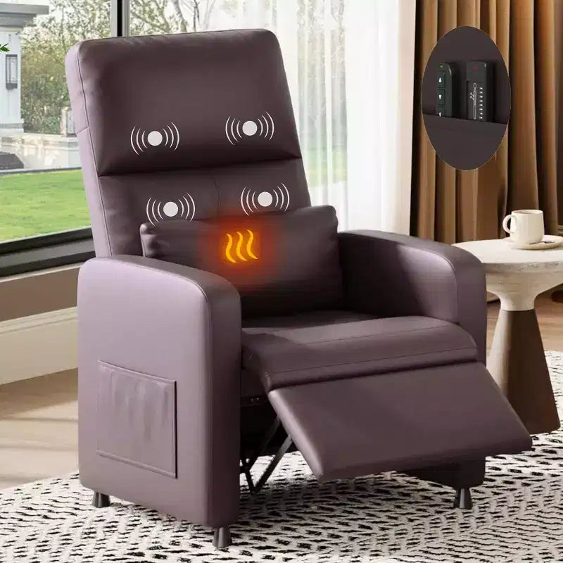 Fauteuil inclinable électrique ergonomique - Fonctions massage et chauffage, inclinable électrique réglable, canapé simple en cuir PU rembourré (Utilisation en salon)