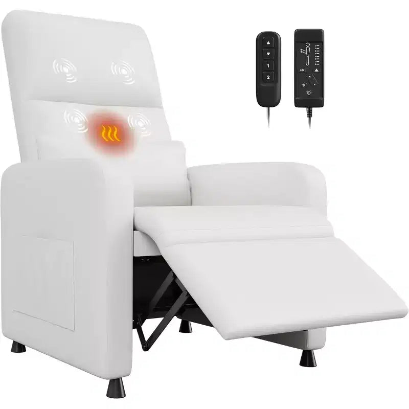 Fauteuil inclinable électrique ergonomique - Fonctions massage et chauffage, inclinable électrique réglable, canapé simple en cuir PU rembourré (Utilisation en salon)