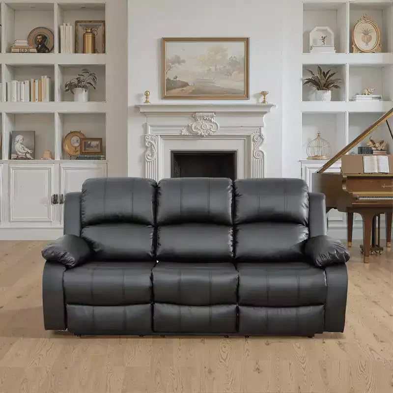 MAYEERTY Canapé inclinable électrique, Fauteuil inclinable en cuir respirant, Canapé 3 places avec rangement et table réversible pour salon, Noir