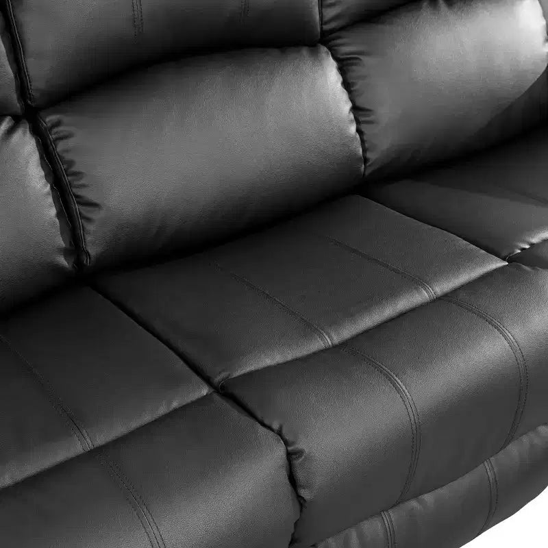 MAYEERTY Canapé inclinable électrique, Fauteuil inclinable en cuir respirant, Canapé 3 places avec rangement et table réversible pour salon, Noir