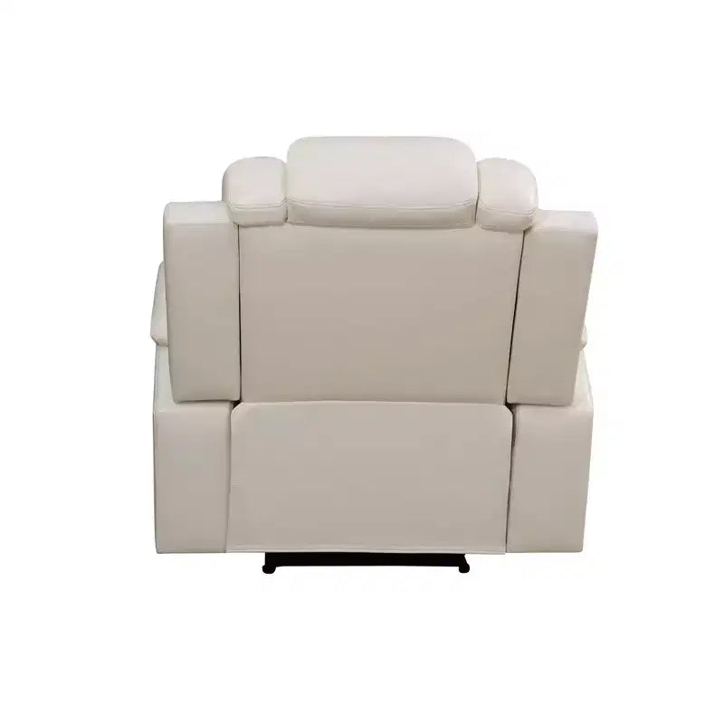 Fauteuil inclinable électrique MAYEERTY, fauteuil relax en cuir avec port USB, rangement et porte-gobelet pour salon, blanc