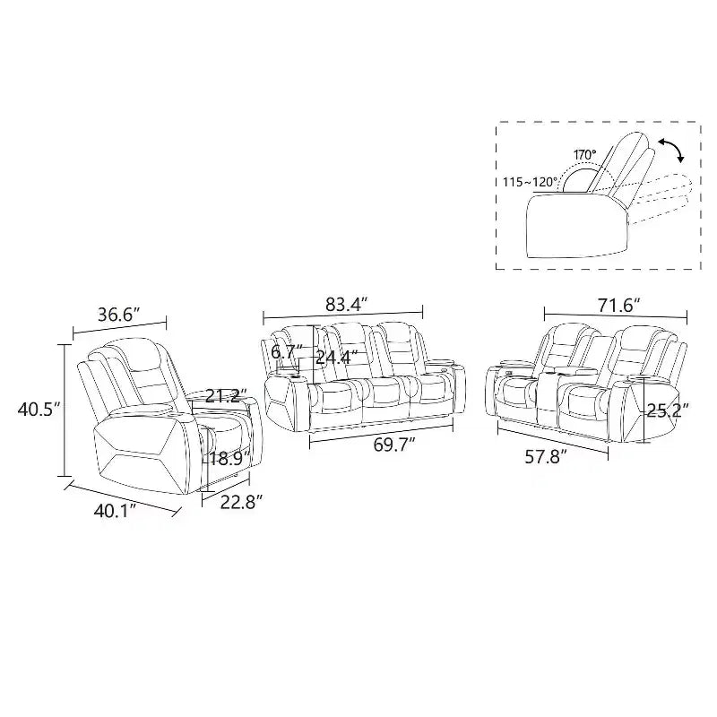 Fauteuil inclinable électrique MAYEERTY, fauteuil relax en cuir avec port USB, rangement et porte-gobelet pour salon, blanc