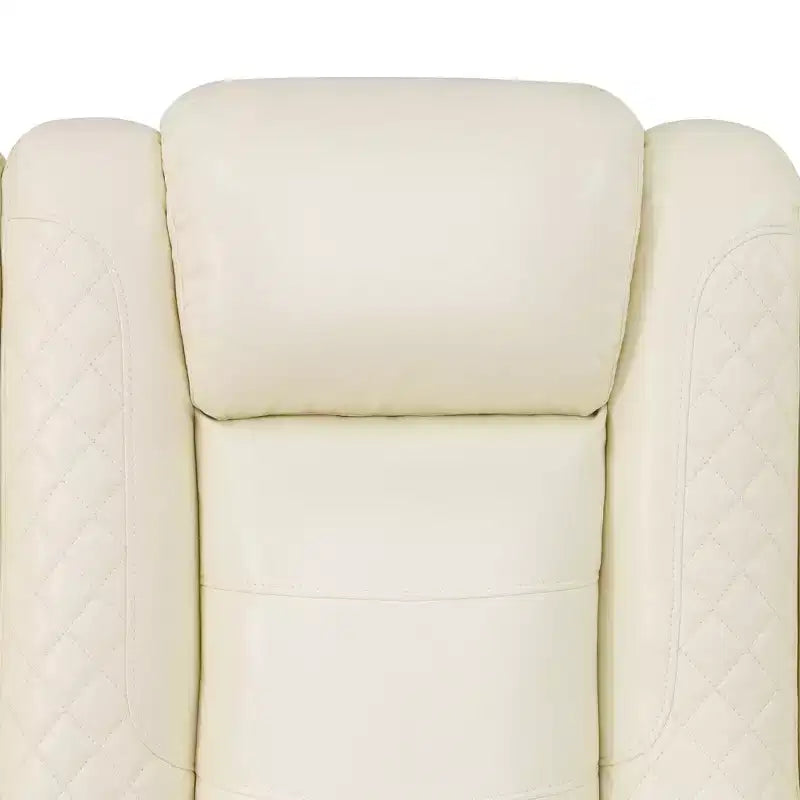 Fauteuil inclinable électrique MAYEERTY, fauteuil relax en cuir avec port USB, rangement et porte-gobelet pour salon, blanc