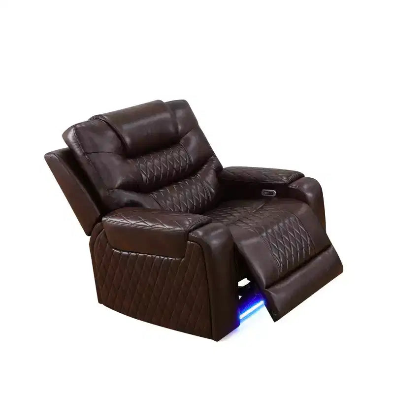 Fauteuil inclinable électrique MAYEERTY, fauteuil relax en cuir avec port de chargement USB, dossier réglable pour salon, marron