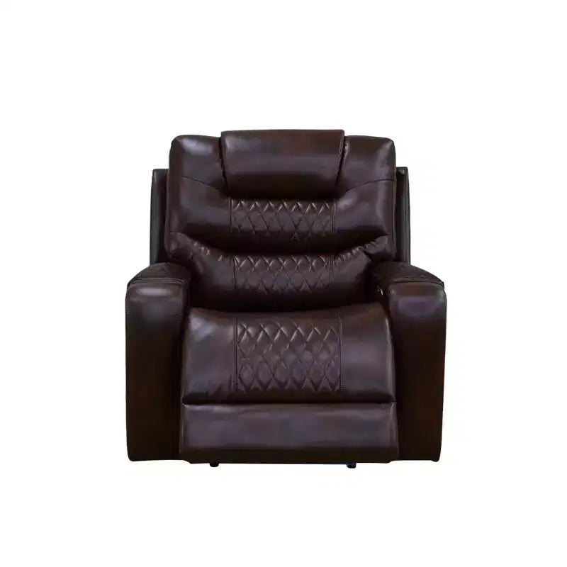Fauteuil inclinable électrique MAYEERTY, fauteuil relax en cuir avec port de chargement USB, dossier réglable pour salon, marron