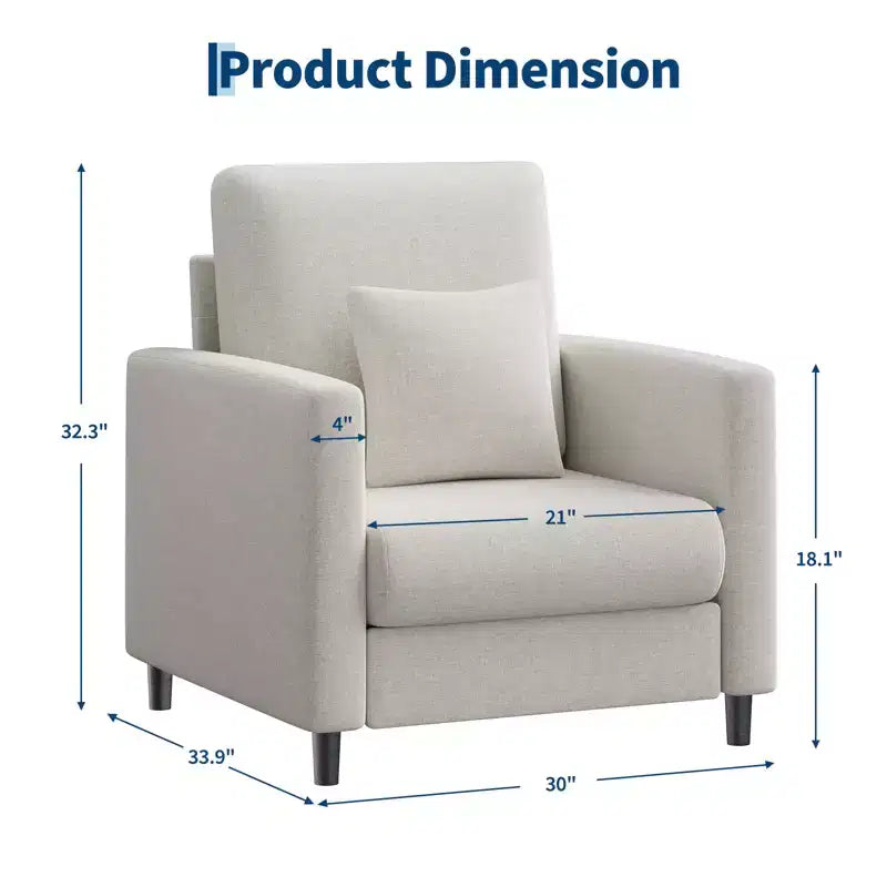 Fauteuil en tissu Garvee 30x34x32, fauteuil une place, fauteuils de lecture d'appoint confortables et rembourrés pour chambre à coucher, salon