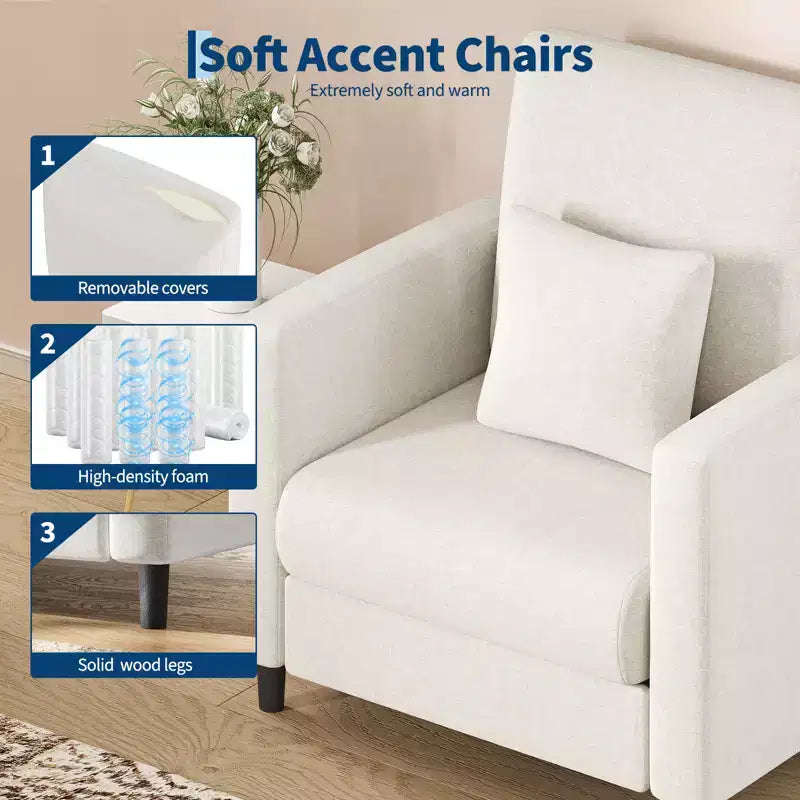 Fauteuil en tissu Garvee 30x34x32, fauteuil une place, fauteuils de lecture d'appoint confortables et rembourrés pour chambre à coucher, salon