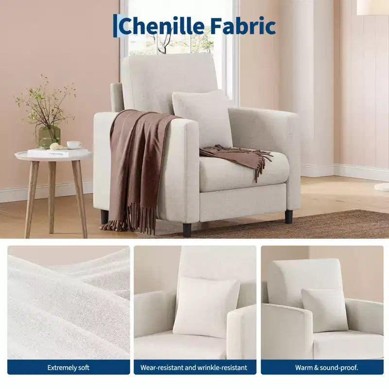 Fauteuil en tissu Garvee 30x34x32, fauteuil une place, fauteuils de lecture d'appoint confortables et rembourrés pour chambre à coucher, salon