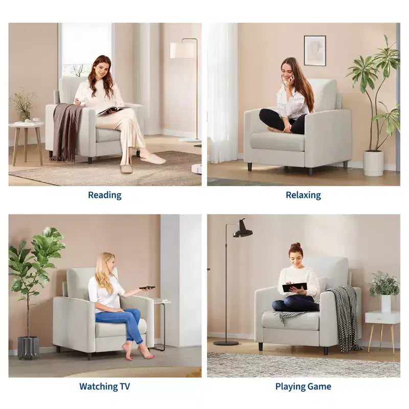 Fauteuil en tissu Garvee 30x34x32, fauteuil une place, fauteuils de lecture d'appoint confortables et rembourrés pour chambre à coucher, salon
