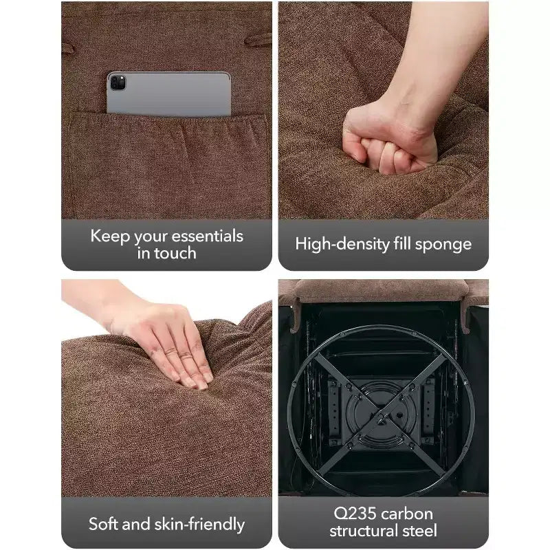 Fauteuil inclinable, pivotant et basculant COZONY pour adulte, avec rembourrage épais en chenille, inclinaison manuelle, repose-pieds, pivotant à 360°, pour salon/chambre d'enfant