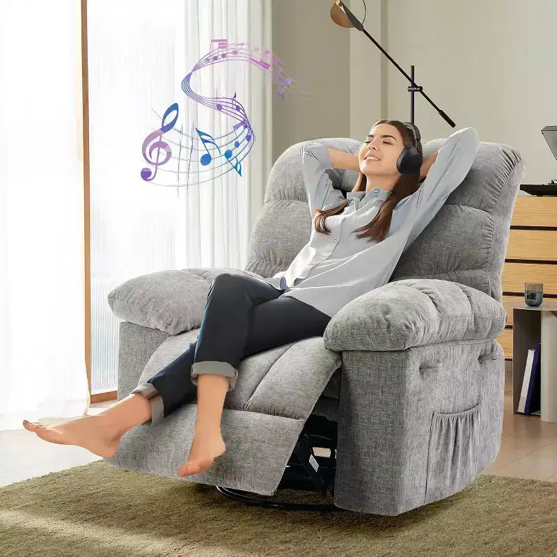 Fauteuil inclinable, pivotant et basculant COZONY pour adulte, avec rembourrage épais en chenille, inclinaison manuelle, repose-pieds, pivotant à 360°, pour salon/chambre d'enfant