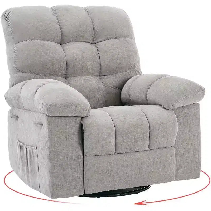 Fauteuil inclinable, pivotant et basculant COZONY pour adulte, avec rembourrage épais en chenille, inclinaison manuelle, repose-pieds, pivotant à 360°, pour salon/chambre d'enfant
