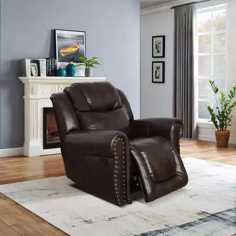 Fauteuil inclinable MAYEERTY, fauteuil inclinable en cuir respirant avec dossier réglable pour salon, expresso