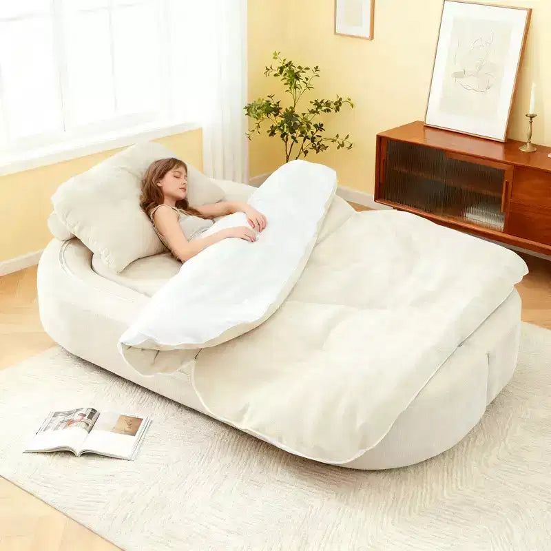 Canapé-lit convertible moderne Okak en tissu chenille pour salon et chambre à coucher, fauteuil inclinable avec dossier confortable et oreillers