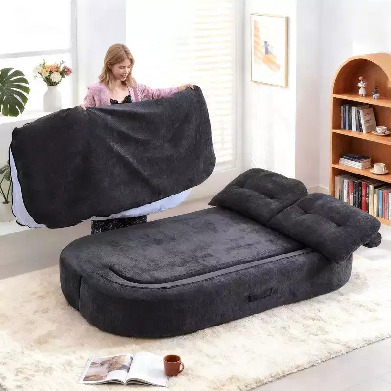 Canapé-lit convertible moderne Okak en tissu chenille pour salon et chambre à coucher, fauteuil inclinable avec dossier confortable et oreillers