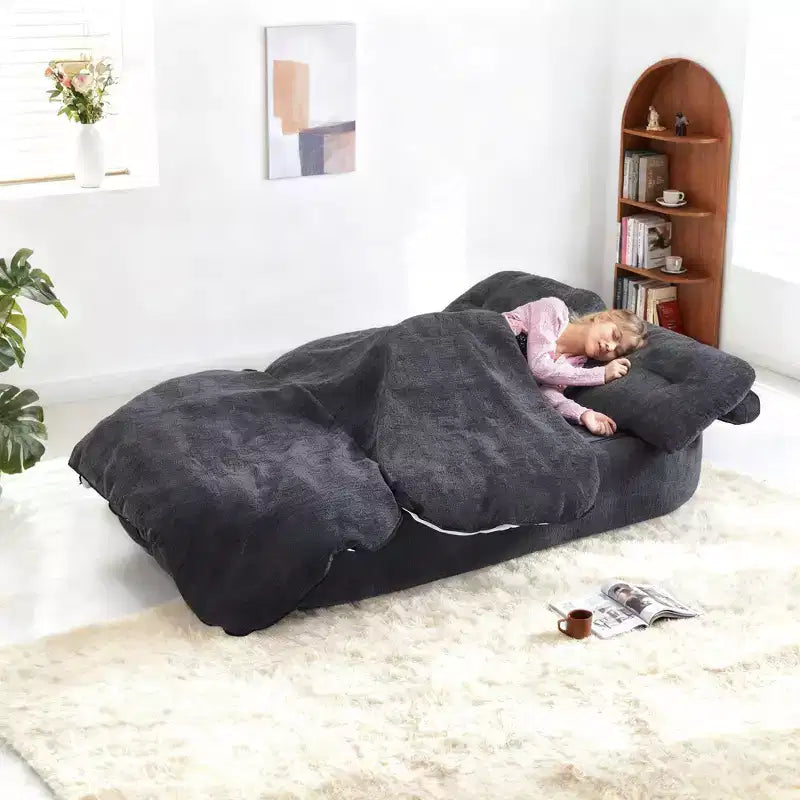 Canapé-lit convertible moderne Okak en tissu chenille pour salon et chambre à coucher, fauteuil inclinable avec dossier confortable et oreillers