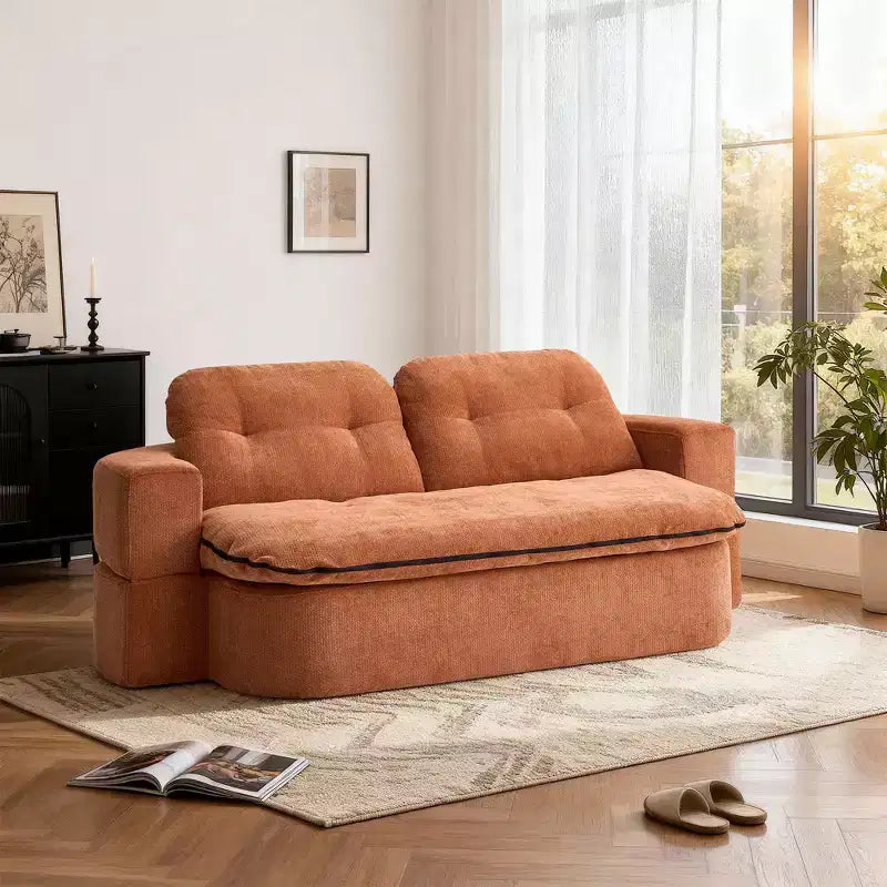 Canapé-lit convertible moderne Okak en tissu chenille pour salon et chambre à coucher, fauteuil inclinable avec dossier confortable et oreillers
