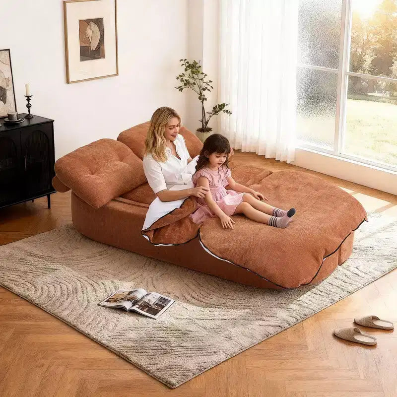 Canapé-lit convertible moderne Okak en tissu chenille pour salon et chambre à coucher, fauteuil inclinable avec dossier confortable et oreillers