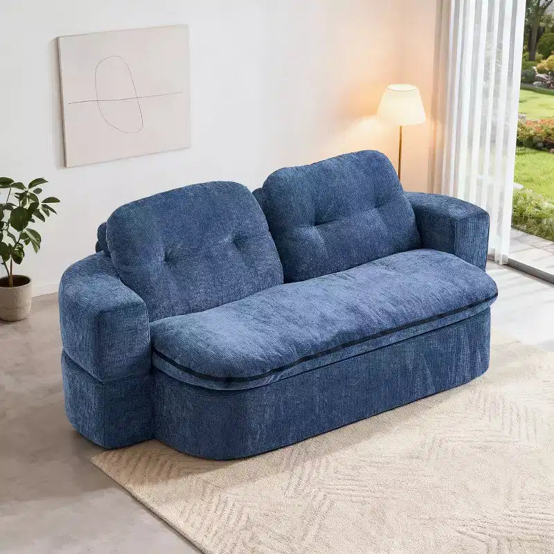 Canapé-lit convertible moderne Okak en tissu chenille pour salon et chambre à coucher, fauteuil inclinable avec dossier confortable et oreillers