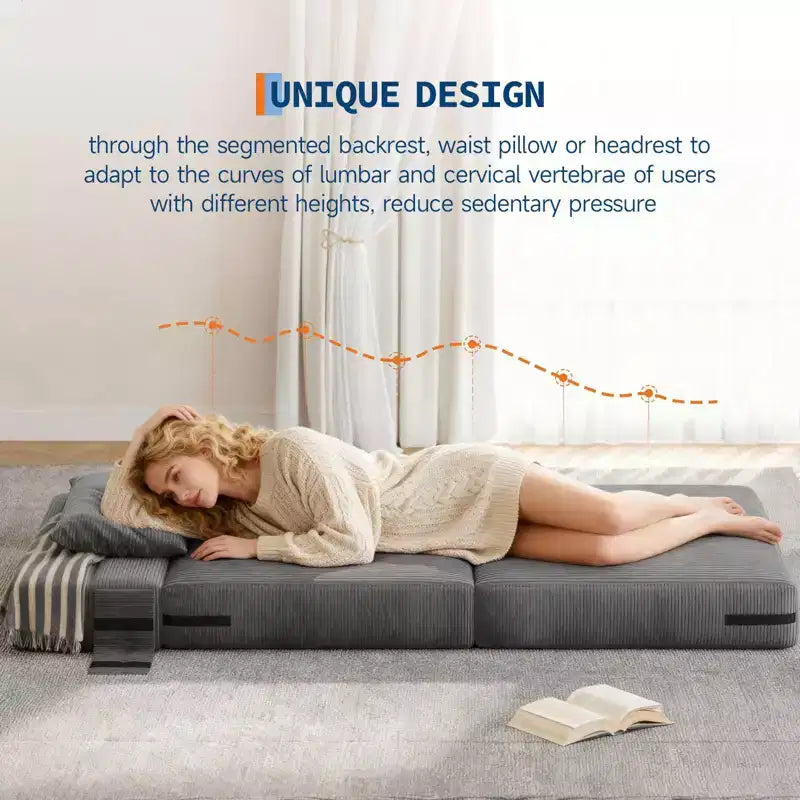 Canapé-lit pliant 72 x 28 x 6 pouces, chaise de couchage, futon convertible avec oreiller, matelas pliable une place pour salon, dortoir, appartement