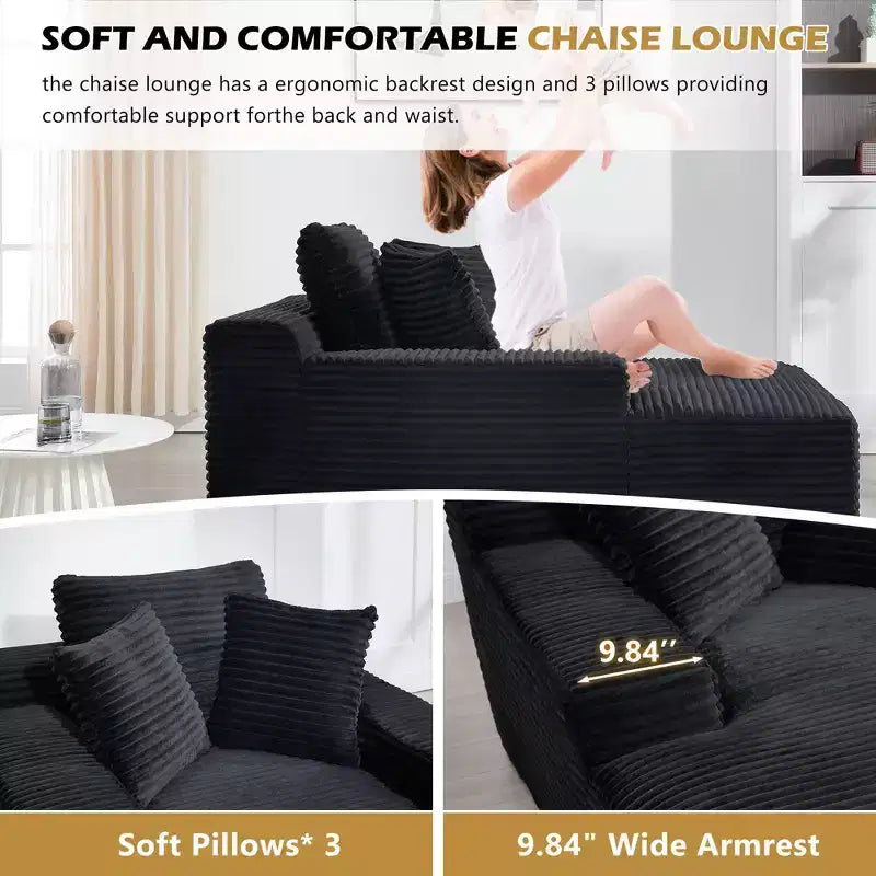 Okak Canapé-futon de sol moderne surdimensionné en velours avec oreillers moelleux, canapé-lit confortable pour salon, appartement