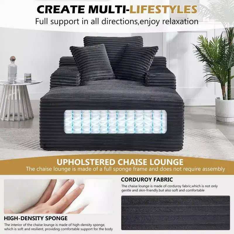 Okak Canapé-futon de sol moderne surdimensionné en velours avec oreillers moelleux, canapé-lit confortable pour salon, appartement