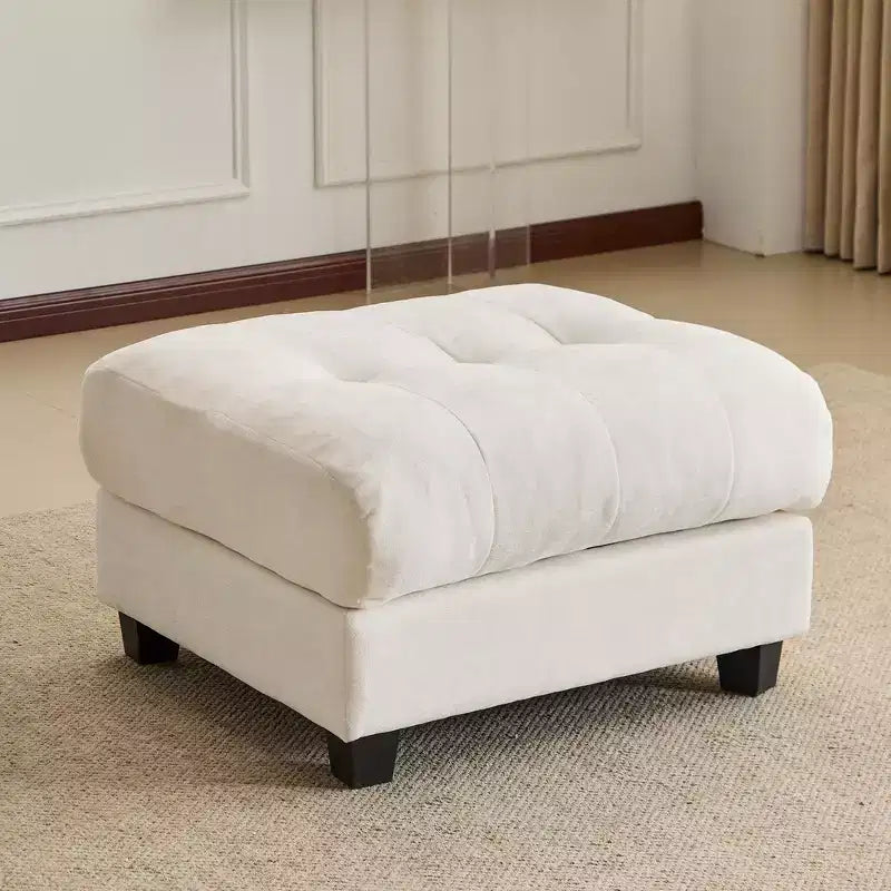 Canapé 4 places en chenille Whisen 119, canapé sectionnel et causeuse avec 2 poufs, dossier réglable, 4 coussins décoratifs