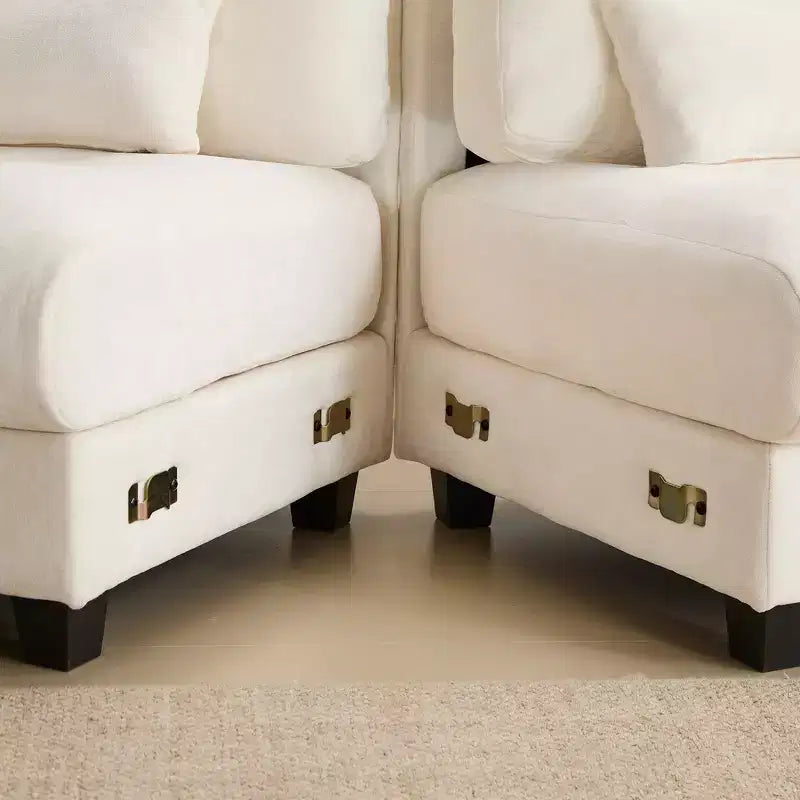Canapé 4 places en chenille Whisen 119, canapé sectionnel et causeuse avec 2 poufs, dossier réglable, 4 coussins décoratifs