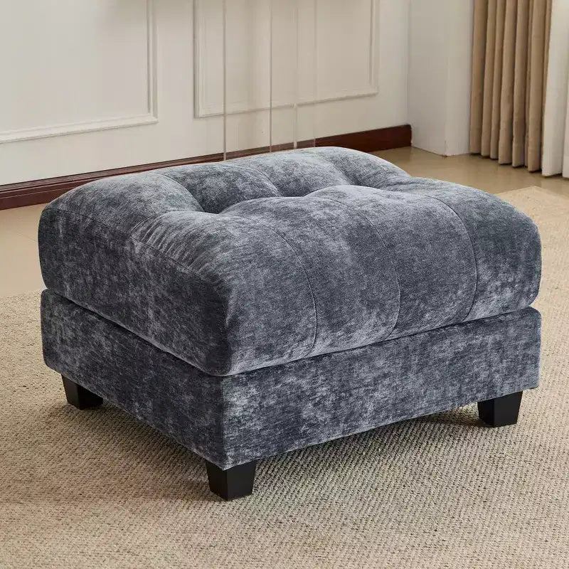 Canapé 4 places en chenille Whisen 119, canapé sectionnel et causeuse avec 2 poufs, dossier réglable, 4 coussins décoratifs
