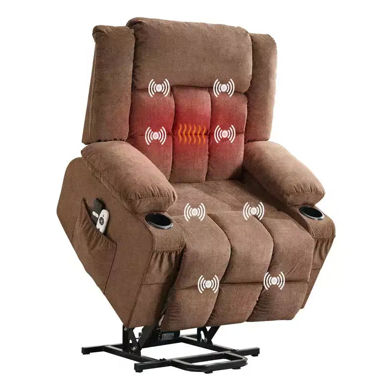 Fauteuil inclinable releveur grande taille, Fauteuil inclinable large surdimensionné, Poches latérales et porte-gobelet, Fauteuil inclinable pivotant et à bascule à 360°, Pour salon, Maison