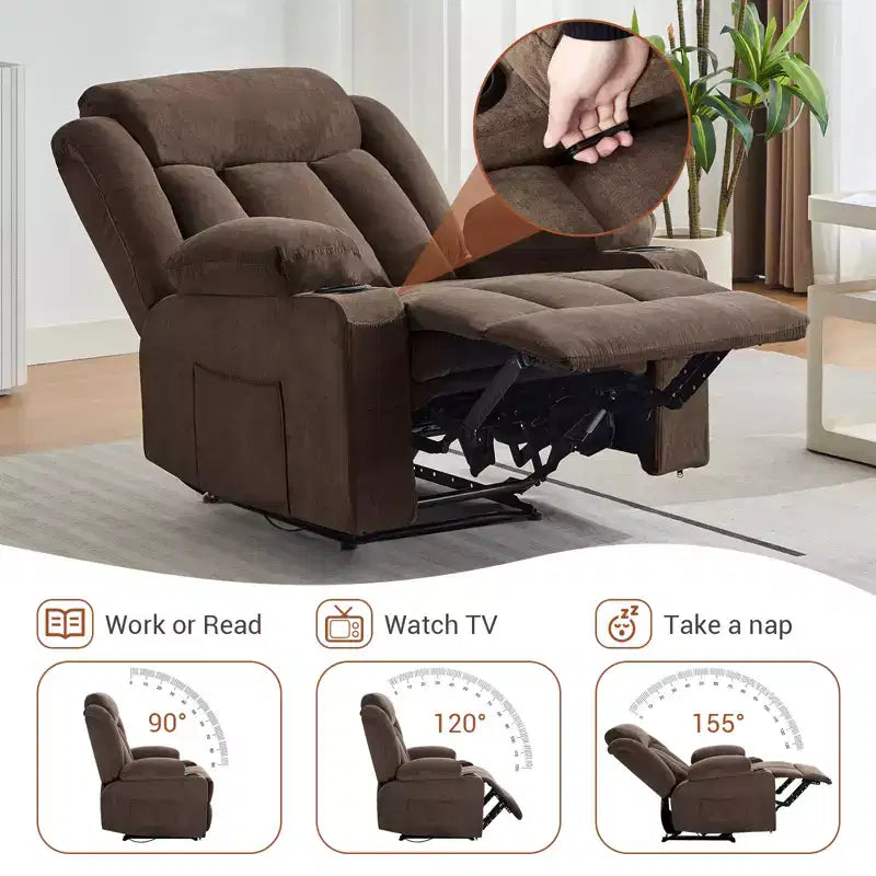 Fauteuil inclinable à bascule de massage, Fauteuil à bascule confortable et rembourré avec poches latérales, poches avant et porte-gobelet, Assemblage facile