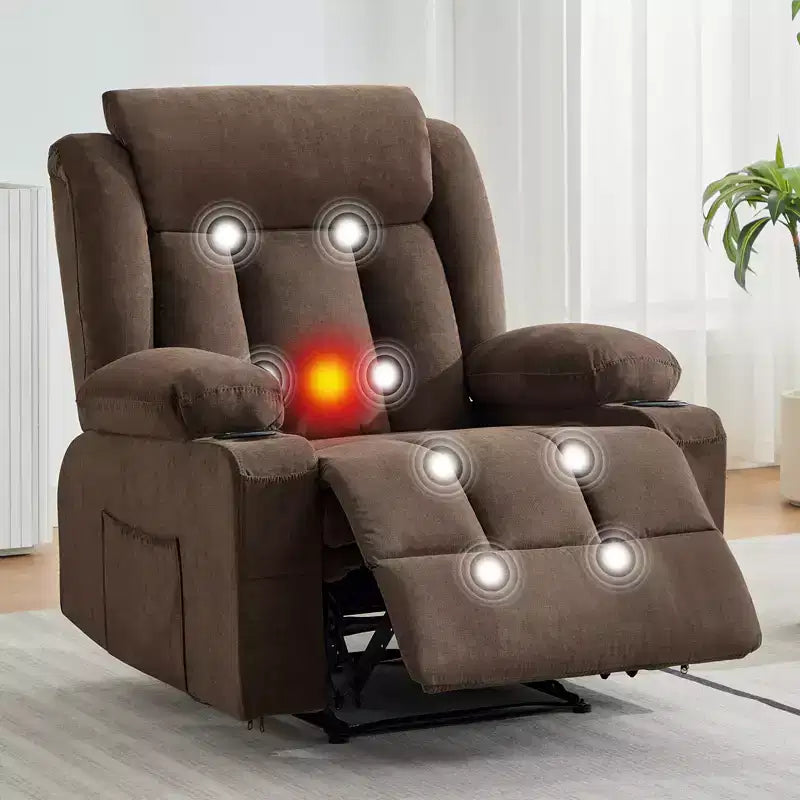 Fauteuil inclinable à bascule de massage, Fauteuil à bascule confortable et rembourré avec poches latérales, poches avant et porte-gobelet, Assemblage facile