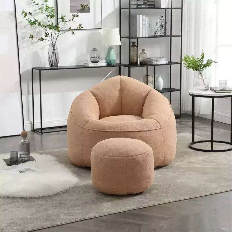 Pouf poire, Fauteuil poire avec garnissage en mousse haute densité et repose-pieds, Fauteuil d'appoint moderne avec ottoman
