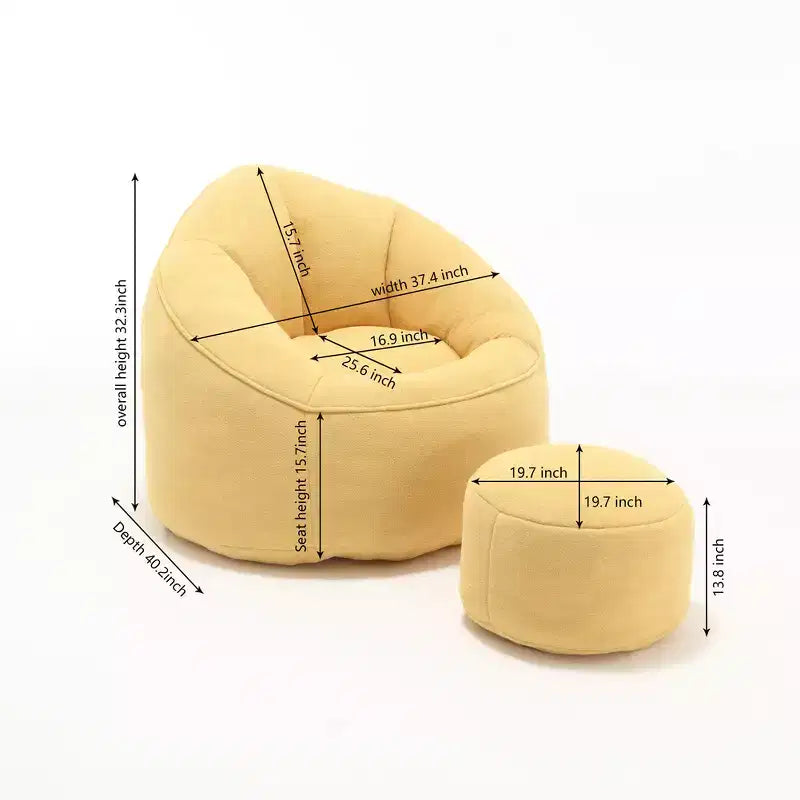 Pouf poire, Fauteuil poire avec garnissage en mousse haute densité et repose-pieds, Fauteuil d'appoint moderne avec ottoman