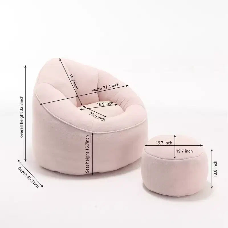 Pouf poire, Fauteuil poire avec garnissage en mousse haute densité et repose-pieds, Fauteuil d'appoint moderne avec ottoman