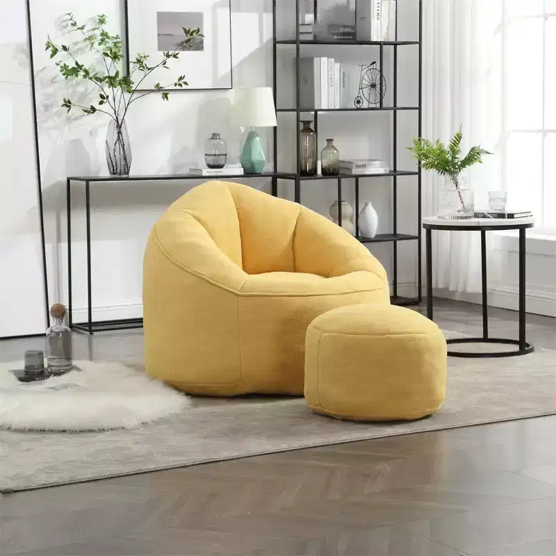 Pouf poire, Fauteuil poire avec garnissage en mousse haute densité et repose-pieds, Fauteuil d'appoint moderne avec ottoman